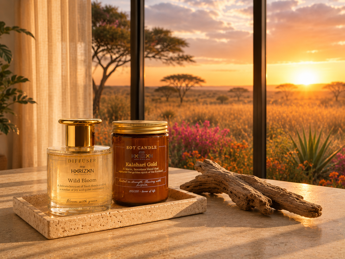 Wild Bloom Diffuser & Kalahari Gold Scented Candle